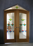 French Doors with stained glass